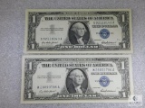 Lot of Two 1957 US $1.00 Small Size Silver Certificates