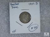 1911-D Barber Dime - VF