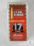 50 Rounds Hornady 17 HMR Ammo. 17 Grain V-Max Bullet.