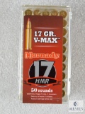 50 Rounds Hornady .17 HMR Ammo 17 Grain V-Max