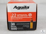 500 Rounds Aguila .22 Long Rifle Ammo. 38 Grain Hollow Point High Velocity.