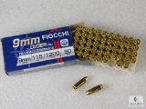 50 Rounds Fiocchi 9MM Ammo. 115 Grain FMJ 1200FPS.