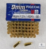 50 Rounds Fiocchi 9MM Ammo. 115 Grain FMJ 1200FPS.