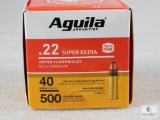 500 Rounds Aguila .22 Super Extra. 40 Grain Copper-Plated Bullet.