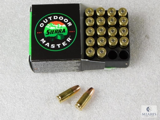 20 Rounds Sierra 9mm Hollow Point Self Defense Ammo. 124 Grain