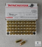 50 Rounds Winchester 9mm Ammo. 115 Grain FMJ