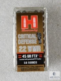 50 Rounds Hornady Critical Defense .22 Magnum Ammo. 45 Grain FTX