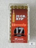 50 Rounds Hornady 17 HMR Ammo. 20 Grain XTP