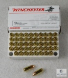 50 Rounds WInchester 9mm Ammo. 115 Grain FMJ