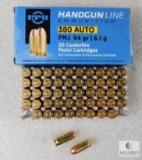 50 Rounds Prvi Partizan .380 ACP Ammo. 94 Grain FMJ