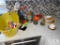 Large Lot of Colorful Kitchen Knives and Serving Pieces