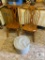 Group of Two Matching Dining Chairs and Vintage Ottoman