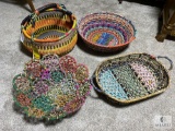 Fabric Covered Wire Baskets and African Market Basket