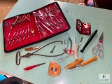 Large Lot of Manicure Sets, Scissors and Vintage Ice Tongs