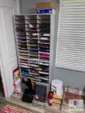 Large Lot of Office Supplies and Paper Products with Two Sorting Shelves