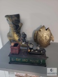 Brass Decorative Items and Reproduction Coin Bank