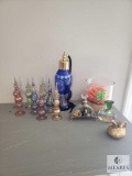 Lot of Decorative Glass Items including National Geographic Perfume Bottles