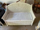 White Wicker Storage Bench