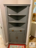 Grey-colored Wooden Corner Cabinet