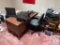 LARGE OFFICE LOT: Five Flatscreen Monitors, Chair, Printers, Shredder File Cabinet & Computer Desks