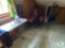Vintage Singer Sewing Machine with Cabinet, Ironing Board with Iron, Clothes Rack and Wall Mirror