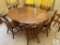 Oval Oak Dining Table with Six Chairs and One Leaf