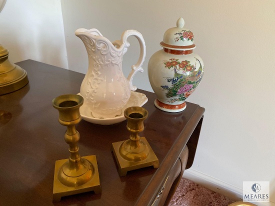 Decorative Lot of Pottery and Brass Items