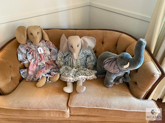 Group of Three Stuffed Elephants