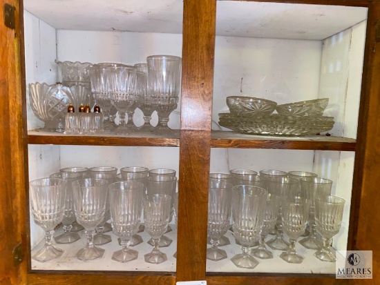 Contents of Clear Glassware in Kitchen Cabinet