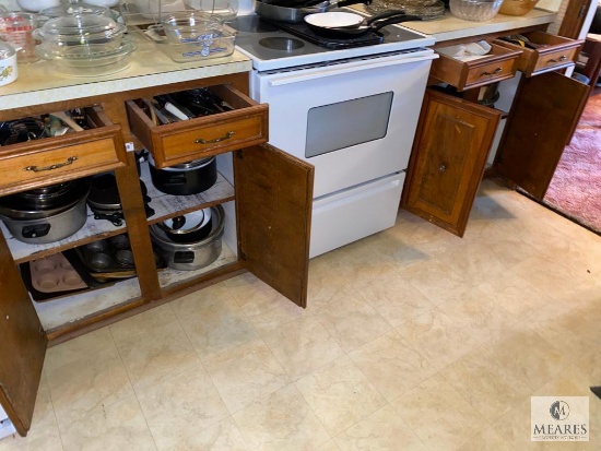 Contents of the Drawers and Lower Kitchen Cabinets on the Stove Side of the Kitchen