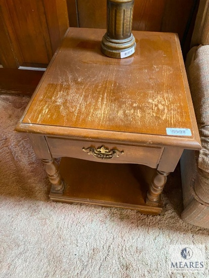 Group of Two Wooden End Tables with Drawers