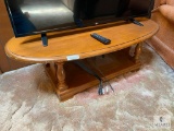 Oval Light-colored Wood Coffee Table