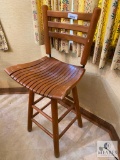 Vintage Wooden Swivel bar Stool