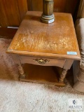 Group of Two Wooden End Tables with Drawers