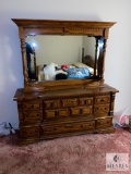 Vintage Wooden Dresser with Mirror