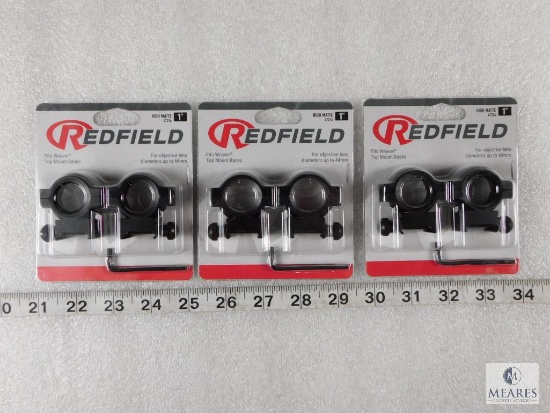 3 Sets Of New Redfield One Inch High Height Matte Finish Scope Rings