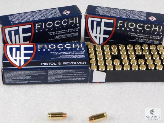 150 Rounds Fiocchi .40 S&W Ammo. 170 Grain FMJ