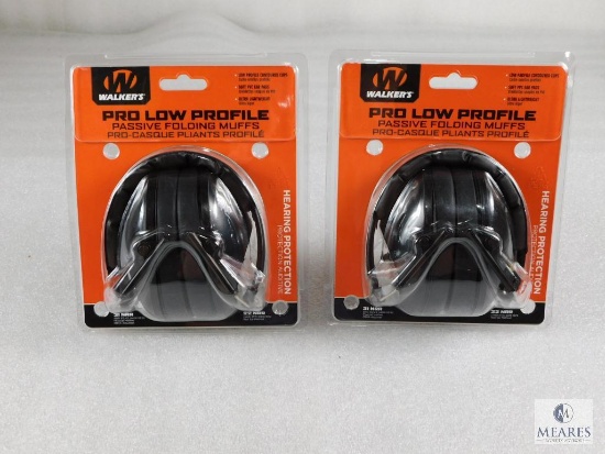 2 Pair New Walkers Pro Low Profile Folding Ear Muffs. Great For Shooting Or Sporting Events