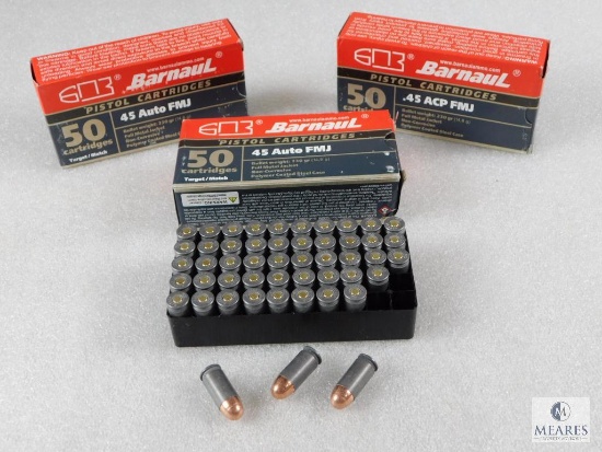 150 Rounds Barnaul .45 ACP Ammo. 230 Grain FMJ