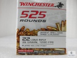 525 Rounds Winchester .22 Long Rifle Ammo. 36 Grain Copper Plated Hollow Point