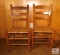 Lot of 2 Vintage Wood Ladder Back Rattan Seat Chairs