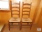 Lot of 2 Wood Ladder Back Rattan Bottom Chairs