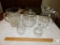 Lot Clear Glass Pitchers and Lidded Candy Dishes