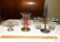 Lot Weighted Sterling Silver Base Tray, Brass & Glass Candle Holder & Glass Centerpiece
