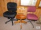 Lot of 3 Assorted Office Desk Chairs includes 1 Wooden & 2 Upholstered