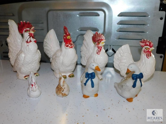 Lot Vintage Rooster & Geese Decorations