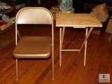 Metal Folding Chair & Wood Folding TV Table
