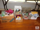 Lot of Assorted Quilting Fabrics, Yarn, and Sewing Supplies