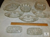 Lot of Clear Cut Glass Dishes includes Butter Dish & Trays