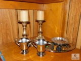 Lot of Silver Plated & Silver Tone Items - Candle Sticks, Platter, Bowl, and more